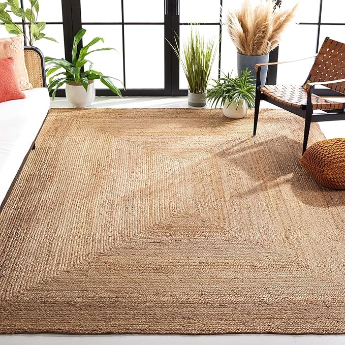 KEMA Jute Braided Area Rug, 6x9 Feet (72x108 Inches) - Rustic Vintage Braided Reversible Rectangular Rug, Shag Rugs for Bedroom, Jute Kitchen, Living Room, Floor