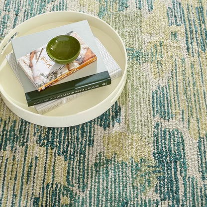 Dash & Albert Ladycross Green Hand Hooked Wool Rug, 8.5 X 11.5 Feet, Green Graphic Pattern