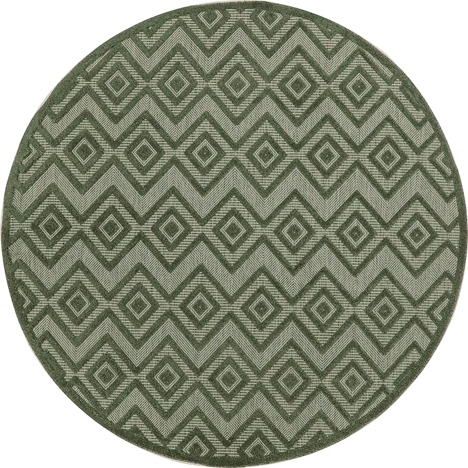 Nourison Home Versatile Green 8' x Round Area Rug - Easy Clean, Non Shedding, Bed Room, Living Room, Dining Room, Kitchen (8' x Round)