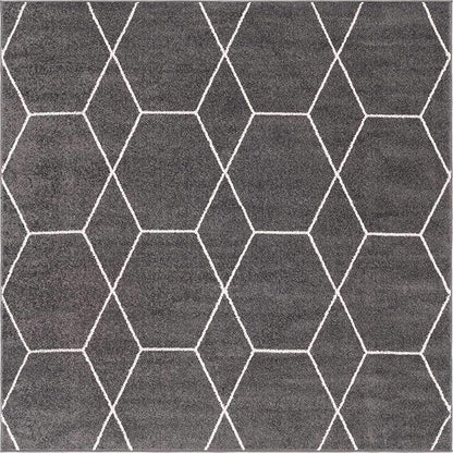 Unique Loom Trellis Frieze Collection Area Rug - Geometric (5' Square, Dark Gray/ Ivory)
