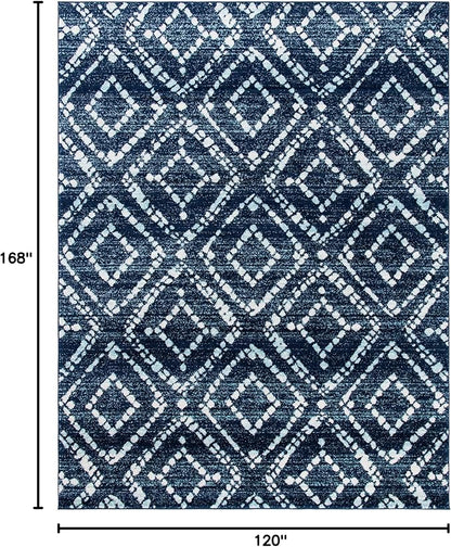 SAFAVIEH Adirondack Collection Area Rug - 10' x 14', Navy & Ivory, Modern Diamond Distressed Design, Non-Shedding & Easy Care, Ideal for High Traffic Areas in Living Room, Bedroom (ADR131N)