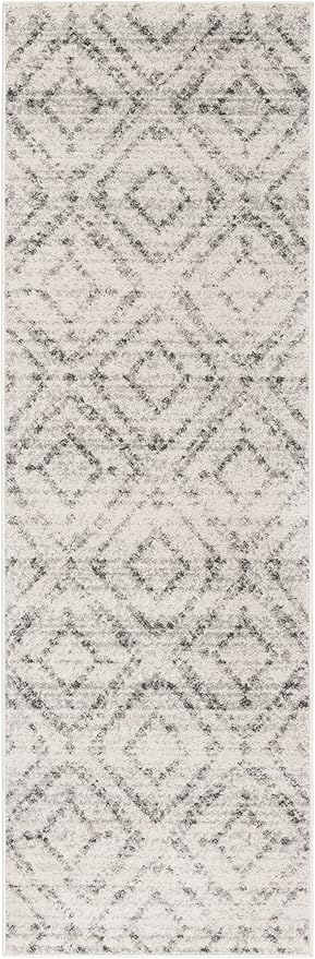 SAFAVIEH Adirondack Collection Runner Rug - 2'6" x 16', Light Grey & Grey, Modern Diamond Distressed Design, Non-Shedding & Easy Care, Ideal for High Traffic Areas in Living Room, Bedroom (ADR131C)