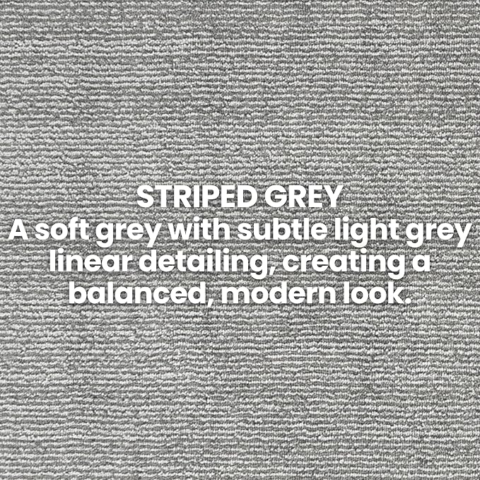 10ft Custom Cut Runner Rug for Narrow Hallways Kitchens - Striped Grey | Non-Slip & Washable | No-Fray Edge Finished