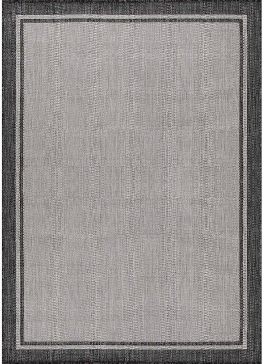 CAMILSON Indoor Outdoor Rug, 8x10 Bordered Gray Modern Area Rugs for Indoor and Outdoor Patios, Kitchen and Hallway Mats, Washable Porch Deck Outside Carpet (Bordered Grey, 8 x 10)