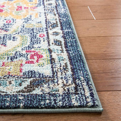 SAFAVIEH Monaco Collection Runner Rug - 2'2" x 12', Navy & Light Blue, Boho Chic Medallion Distressed Design, Non-Shedding & Easy Care, Ideal for High Traffic Areas in Living Room, Bedroom (MNC243N)