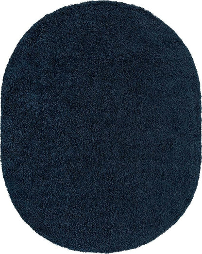Unique Loom Solid Shag Collection Area Rug (8' x 10' Oval, Sapphire Blue/ Navy Blue)