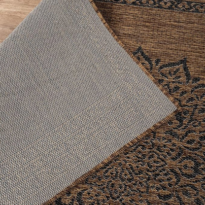 CAMILSON Outdoor Rug 6x9 Medallion Gold Modern Area Rugs for Indoor and Outdoor Patios Kitchen and Hallway Mats Washable Porch Deck Outside Carpet (Medallion Gold 6 x 9)