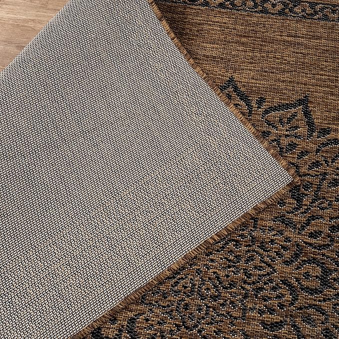 CAMILSON Outdoor Rug 10x14 Medallion Gold Modern Large Area Rugs for Indoor and Outdoor Patios Kitchen and Hallway Mats Washable Porch Deck Outside Carpet (Medallion Gold 10 x 14)