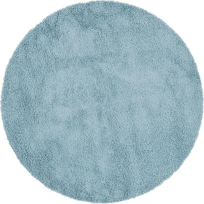 Unique Loom Davos Shag Collection Area Rug - Solid (7' 10" Round, Aqua)
