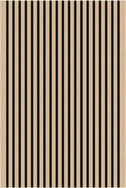 KOZYFLY Brown and Black Striped Rug 4x6 Ft Area Rug Washable Indoor Outdoor Rug Cotton Door Mat for Double Front Door Entryway Patio Porch Living Room Carpet
