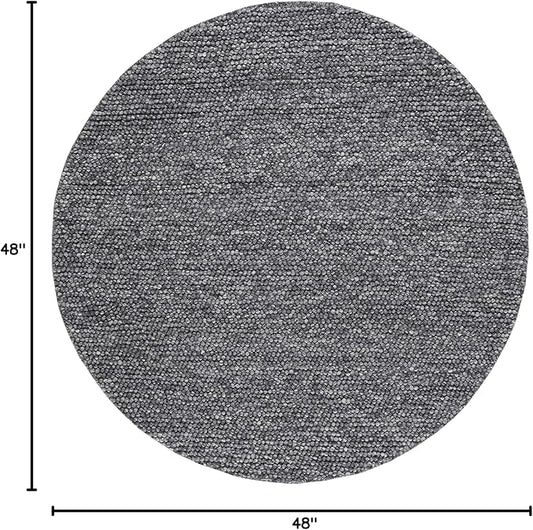 SAFAVIEH Natura Collection Area Rug - 4' Round, Dark Grey, Handmade Wool Blend, Textured Design, Ideal for Living Room, Bedroom, Dining Space (NAT620H)