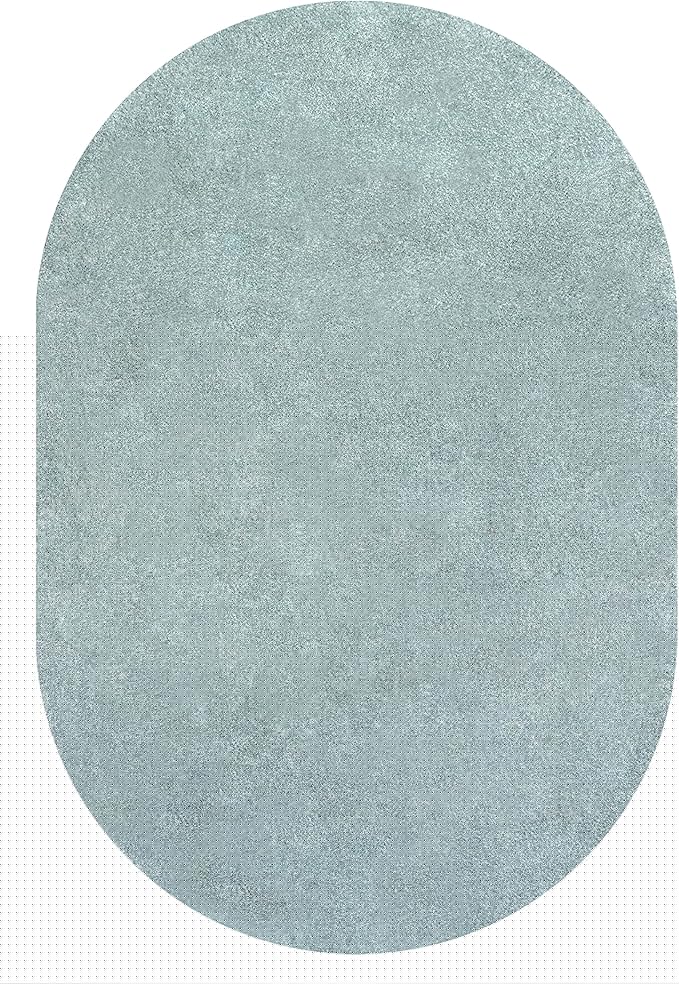 Eyely UES100S-4OV Supersoft Haze Solid Low-Pile Indoor Area Rug Casual;Contemporary;Solid;Traditional, Bedroom, Kitchen, Living Room, Easy-Cleaning, Non-Shedding, 4 X 6 Oval, Light Blue