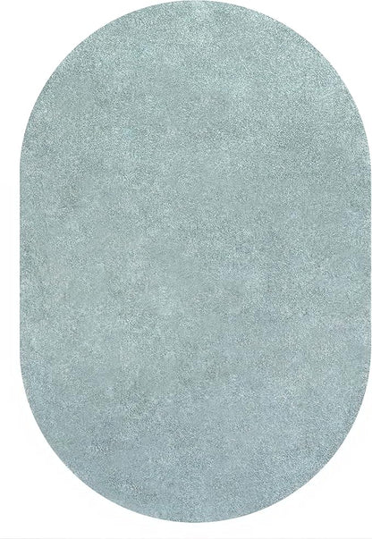 Eyely UES100S-4OV Supersoft Haze Solid Low-Pile Indoor Area Rug Casual;Contemporary;Solid;Traditional, Bedroom, Kitchen, Living Room, Easy-Cleaning, Non-Shedding, 4 X 6 Oval, Light Blue