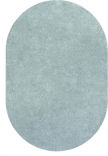 Eyely UES100S-6OV Supersoft Haze Solid Low-Pile Indoor Area Rug, Coastal, Bohemian, Minimalist, Classic, Casual for Bedroom,Kitchen,Living Room,Non Shedding,Easy-Washing, Blue, 6 X 9 Oval