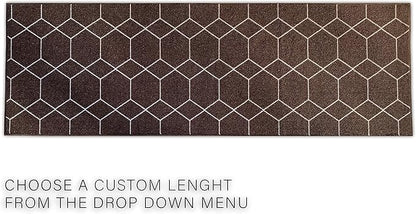 Custom Made Runner Rug for Kitchen Foyer Hallway Entry Choose Your Length Size 26 Inch Wide Geometric Lattice Design Brown Color (49 feet x 26 inch)
