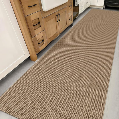 IOHOUZE Washable Exrea Long Hallway Runner Rug 3x14 Non Slip Rubber Backed Kitchen Runner Entryway Runner Indoor, Woven Rugs Floor Carpet for Kitchen Hall Entryway Stair, Orange/Tan/Brown