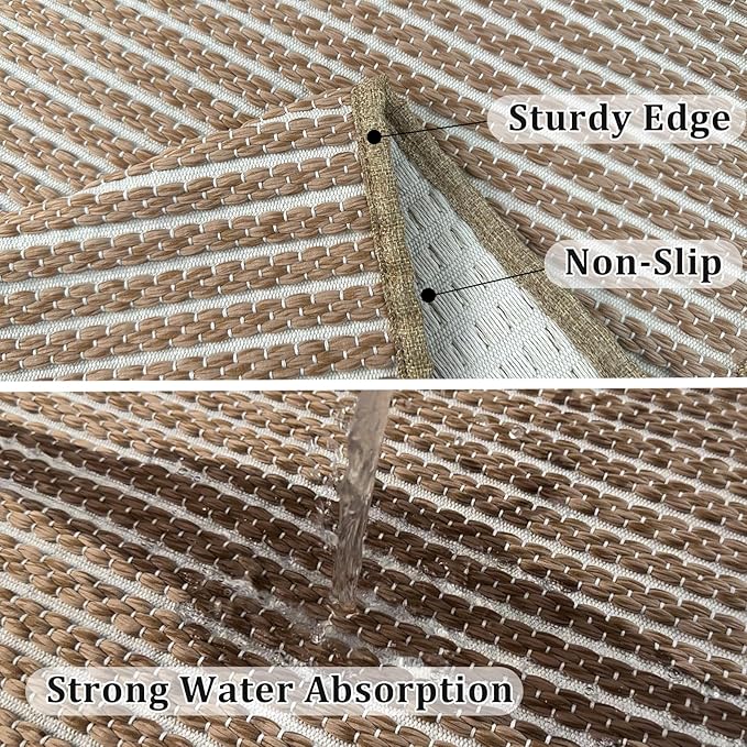 Long Bathroom Rug,24"x60"Braided Kitchen Runner,Boho Kitchen Mats for Floor,Super Absorbent Hallway Runner,Washable Floor Carpet for Bedroom,Entryway,Living Room,Non Slip,Brown