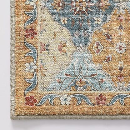 LUMI Washable Area Rug 5x8 for Living Room, Ultra Soft Stain Resistant Carpet with Non Slip Rubber Backing, Non-Shedding Low Pile Rugs for Bedroom, Dining Room, Indoor, Office