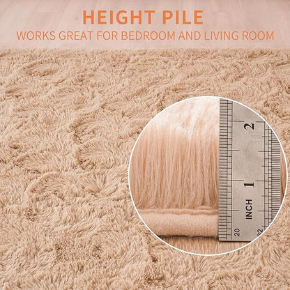 Beglad Fluffy Large Area Rugs 8x10 Feet, Modern Minimalist Style Shag Fuzzy Rugs, Non-Slip Indoor Carpet Soft Rugs for Kids Room, Bedroom & Living Room, Beige