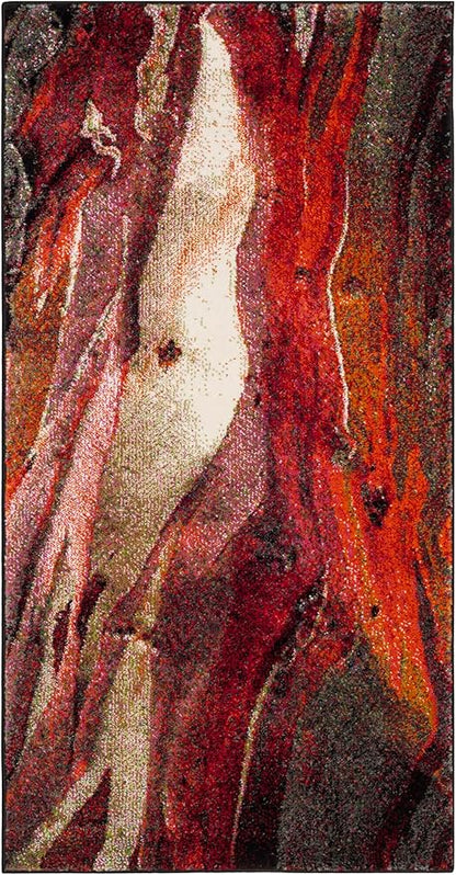 SAFAVIEH Glacier Collection 4' x 6' Red / Multi GLA126A Modern Abstract Non-Shedding Living Room Bedroom Accent Rug