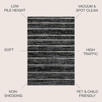 JONATHAN Y Williamsburg Minimalist Stripe Black/Cream Indoor Area Rug, 3x5, Contemporary, Modern, Easy-Cleaning for Living Room, Bedroom, Kitchen, Pet Friendly, Non-Shedding (MOH201F-3)
