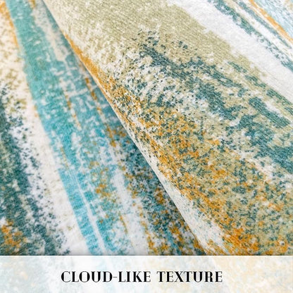 Modern Abstract Runner Rug 2.6x18, Green Mustard Multi Washable Long Kitchen Runner Non-Slip Soft Hallway Rug Runner Thin Print Faux Wool Carpet for Entryway Bedroom Laundry Room Indoor