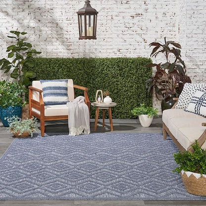 Nourison Home Versatile Denim Blue 9' x 12' Area Rug - Easy Clean, Non Shedding, Bed Room, Living Room, Dining Room, Kitchen (9' x 12')
