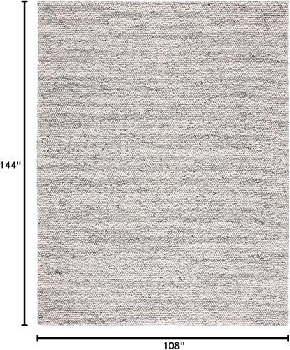 SAFAVIEH Area Rug 9x12 - Natura Collection - Large - Light Grey & Ivory, Handmade Wool Blend, Textured Design, Ideal for Living Room, Bedroom, Dining Space (NAT620G)