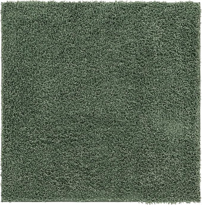 Unique Loom Davos Shag Collection Area Rug - Solid (3' 3" Square, Sage)
