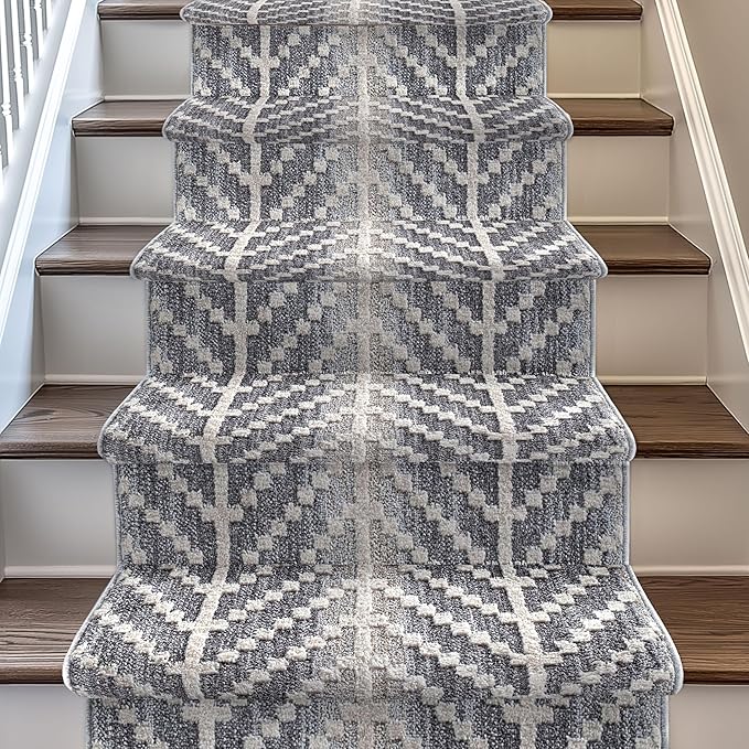 Well Woven Custom Size Hallway & Stair Runner- Harlow Rhodes Grey 27 Inches Wide x 25 Feet Long Runner (27" x 25') Runner Rug - Contemporary Design, Ultra-Soft, Easy-Clean