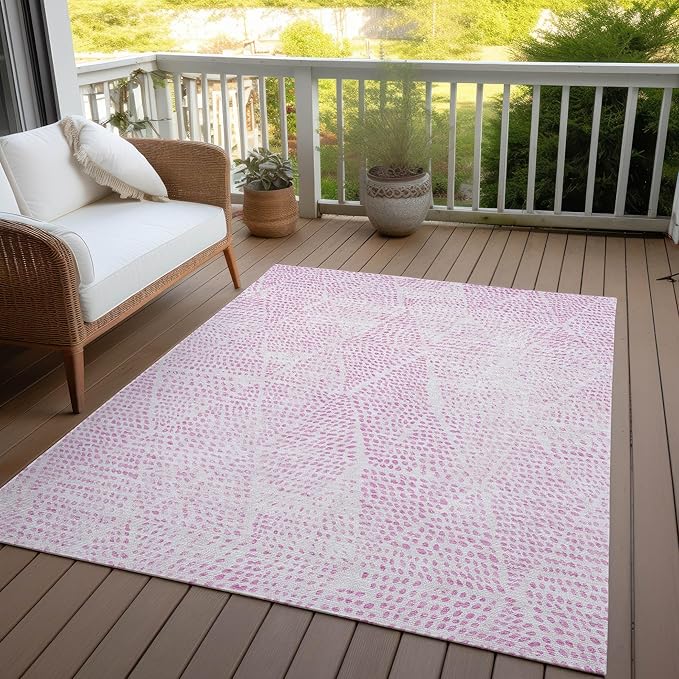 Addison Rugs Chantille ACN591 Pink 5' x 7'6" Indoor Outdoor Area Rug, Easy Clean, Machine Washable, Non Shedding, Bedroom, Living Room, Dining Room, Kitchen, Patio Rug