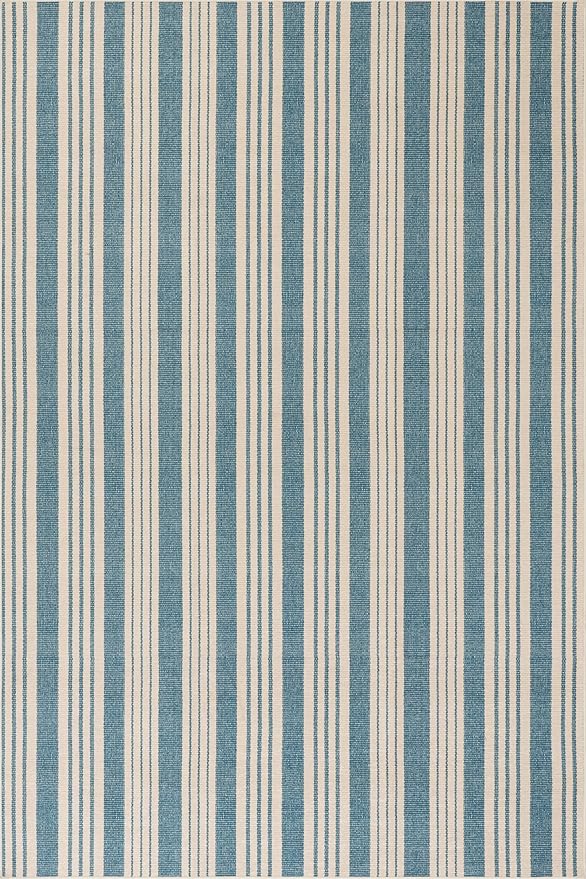 Dash & Albert Talos Blue Machine Washable Rug, 7.5 X 9.5 Feet, Blue/Ivory Stripe Pattern