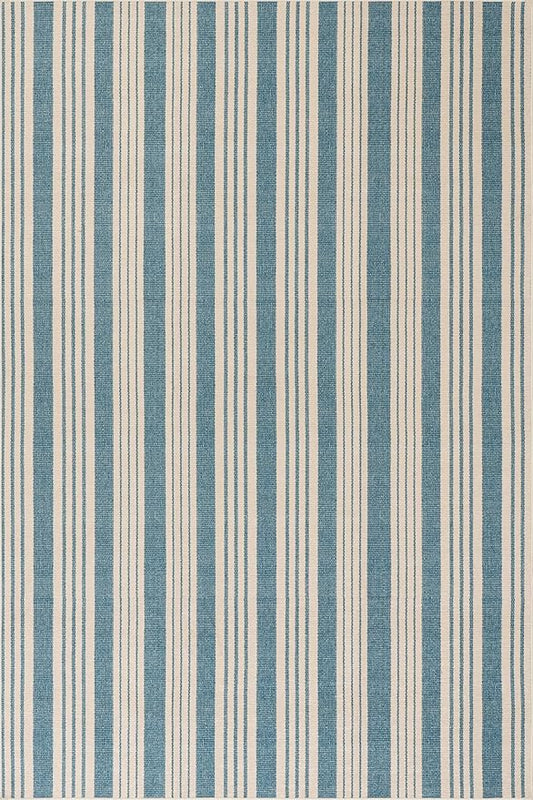 Dash & Albert Talos Blue Machine Washable Rug, 7.5 X 9.5 Feet, Blue/Ivory Stripe Pattern