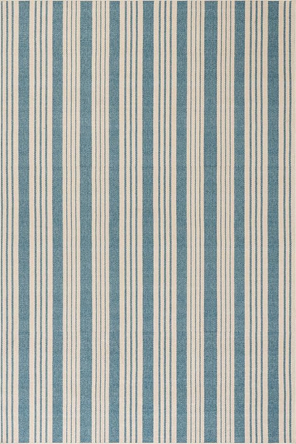 Dash & Albert Talos Blue Machine Washable Rug, Runner-2.5 X 8 Feet, Blue/Ivory Stripe Pattern