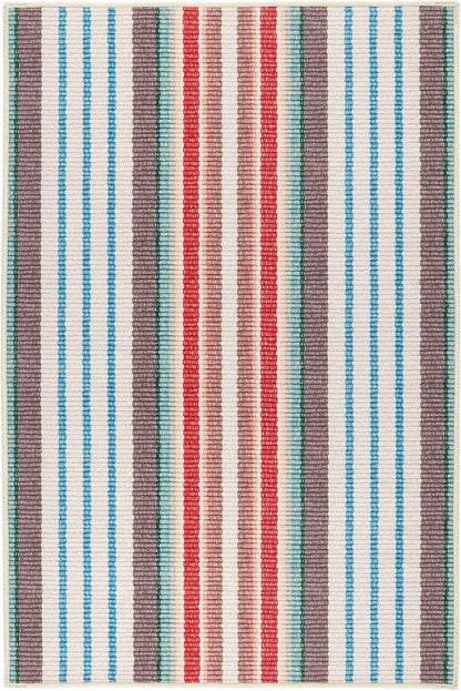 Dash & Albert Ranch Stripe Machine Washable Rug, 4 X 6 Feet, Multi Stripe Pattern