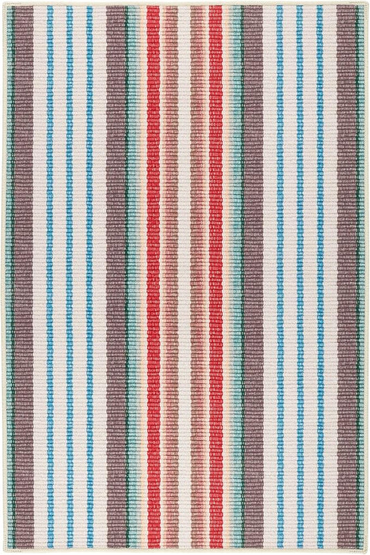 Dash & Albert Ranch Stripe Machine Washable Rug, 4 X 6 Feet, Multi Stripe Pattern