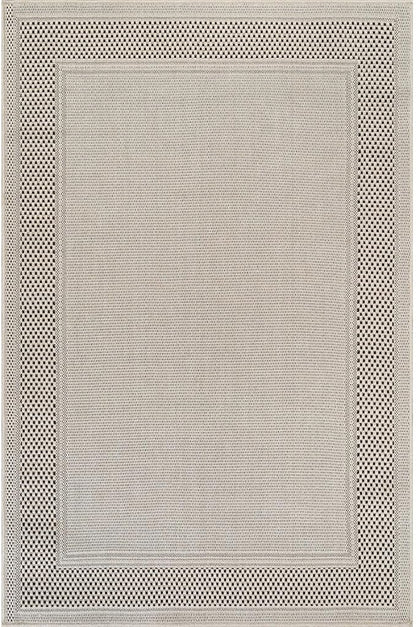 CAMILSON Easy Jute Rug 9x12, Indoor Outdoor Off-White Color Fiber Area Rugs for Living Room Patio and Dining Room Rug, Bordered Boho Woven Design, Easy-Cleaning, Washable Outside Carpet (9 x 12)