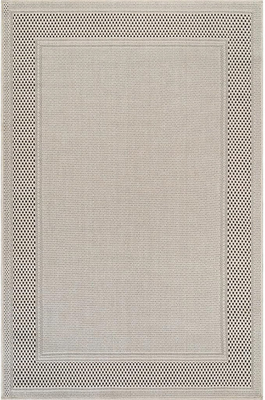 CAMILSON Easy Jute Rug 9x12, Indoor Outdoor Off-White Color Fiber Area Rugs for Living Room Patio and Dining Room Rug, Bordered Boho Woven Design, Easy-Cleaning, Washable Outside Carpet (9 x 12)