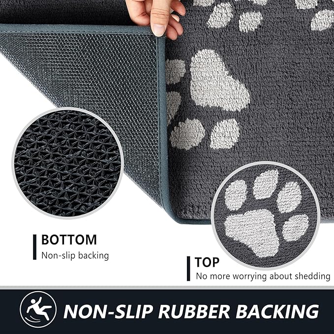 Timo Indoor Door Mat, Front Door Mat 32"x48" Non-Slip Rubber Backing Absorbent Resist Dirt Entrance Rug, Washable Low-Profile Inside Entry Door Rugs for Entryway, Dog Door Mats, Grey