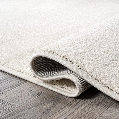 Eyely UES100T-15 Supersoft Haze Solid Low-Pile Indoor Area Rug, Coastal, Bohemian, Minimalist, Classic, Casual for Bedroom,Kitchen,Living Room,Non Shedding,Easy-Washing, Cream, 12 X 15