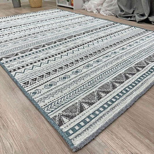 Alfa Rich 3x10 Blue Gray White Washable Area Rugs for Living Room Hallway Kitchen Decor Runner