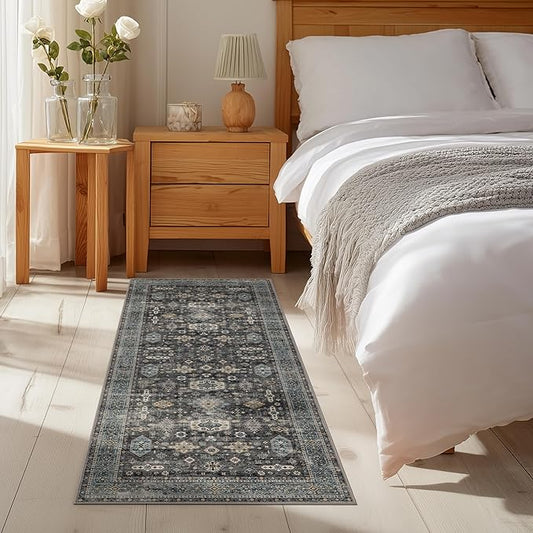 Area Rug Non Slip Machine Washable Ultra Soft Living Room/Bedroom/Kitchen/Outdoor/Classroom Silver, 2'×6'