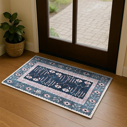 Washable Area Rug, Modern Farmhouse, Vintage, Turkish, Bohemian, Distressed, Oriental, Traditional, Rugs for Living Room, Dining, Bedroom, Office, Entryway, Foyer, (862CN, 2' x 3')