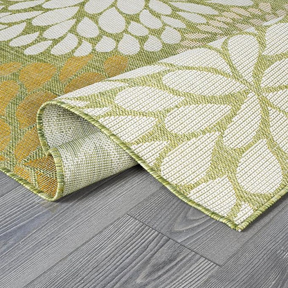 Beverly Rug Outdoor Rug 9x12 Modern Exotic Tropical Leaf Area Rugs for Indoor and Outdoor Patio Deck Porch Garden Water Resistant Washable Outside Carpet (9 x 12 Green)