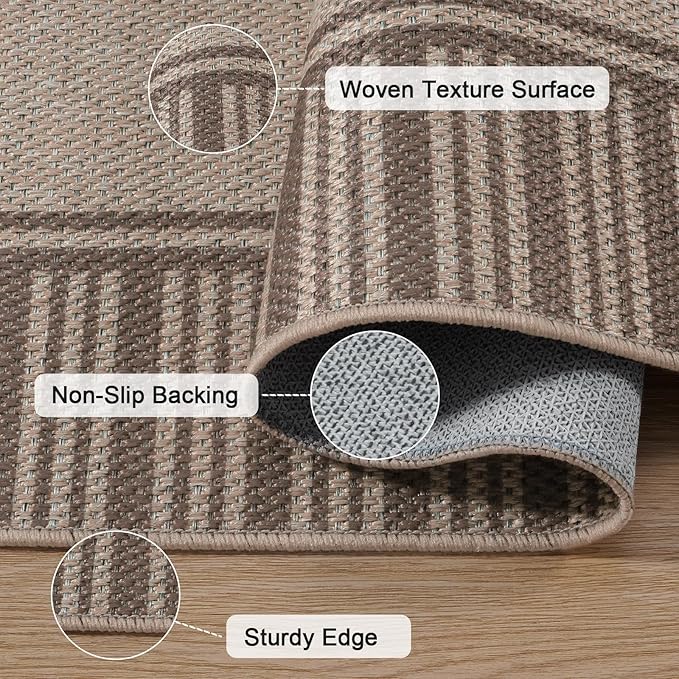 OJIA Easy Jute Entryway Rug 3x5 Washable Rugs for Kitchen, Farmhouse Outdoor Patio Rug Living Room Carpet, Modern Non-Slip Front Door Mat Indoor Entrance Entry Rug for Porch Office Decor
