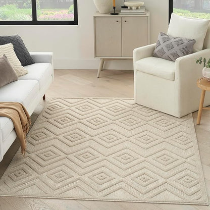 Nourison Home Versatile Cream 5' x 7' Area Rug - Easy Clean, Non Shedding, Bed Room, Living Room, Dining Room, Kitchen (5' x 7')
