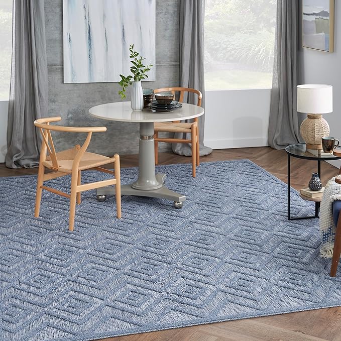 Nourison Home Versatile Denim Blue 7' x 10' Area Rug - Easy Clean, Non Shedding, Bed Room, Living Room, Dining Room, Kitchen (7' x 10')