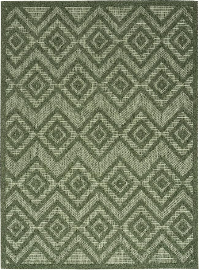 Nourison Home Versatile Green 4' x 6' Area Rug - Easy Clean, Non Shedding, Bed Room, Living Room, Dining Room, Kitchen (4' x 6')