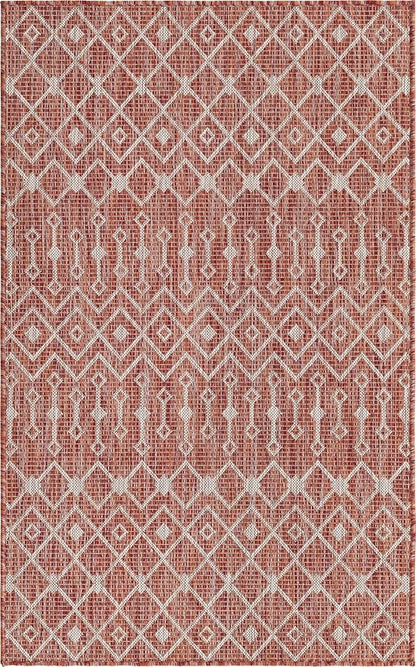 Unique Loom Outdoor Trellis Collection Area Rug - Tribal Trellis (3' 3" x 5' 3" Rectangle, Rust Red/ Ivory)