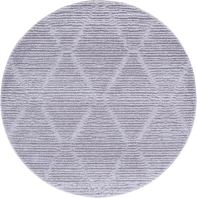 SAFAVIEH Marrakesh Collection Area Rug - 6'7" Round, Grey, Geometric Design, Ideal for High Traffic Areas in Living Room, Bedroom, Dining (MRK517F)